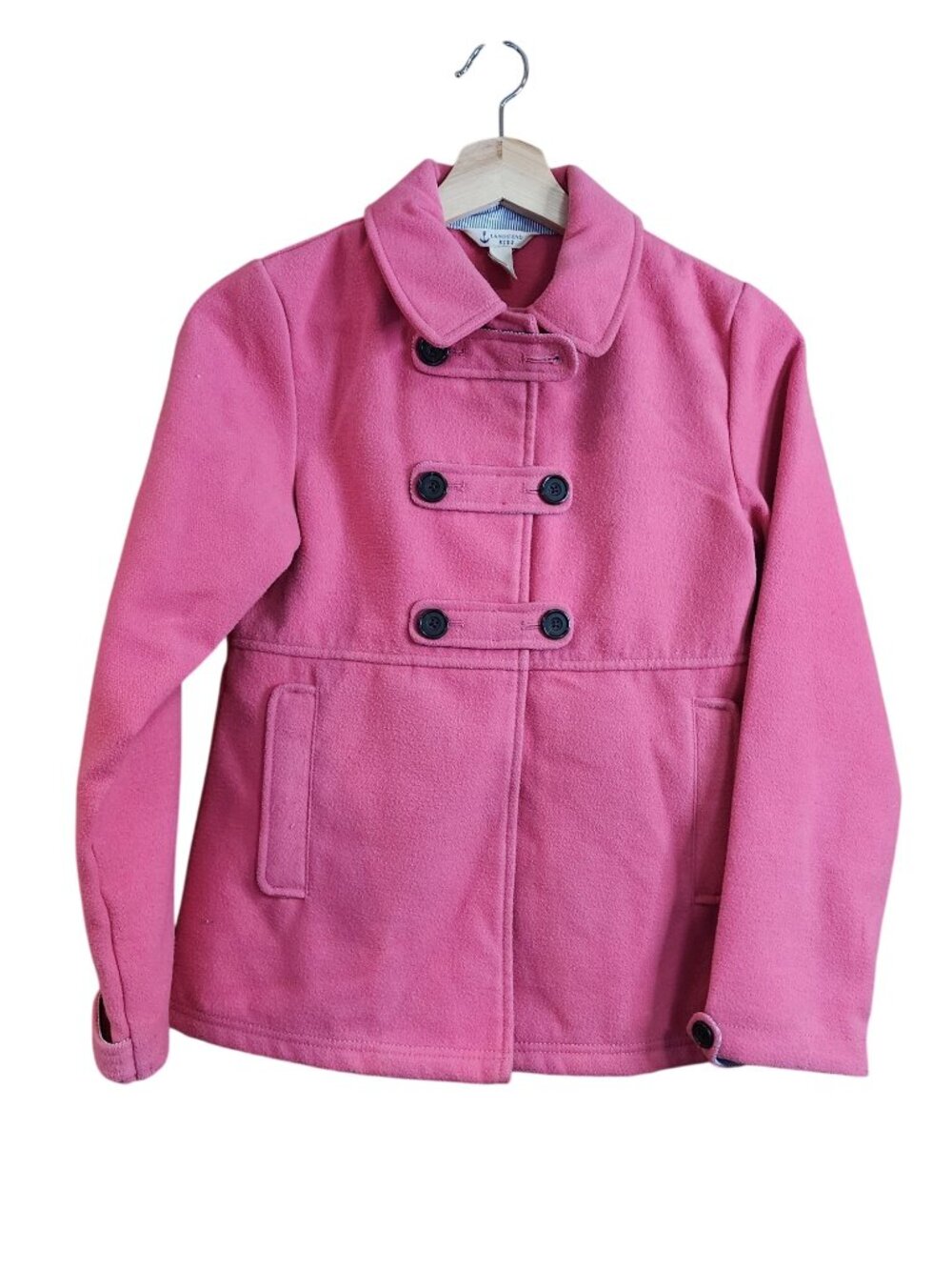 Lands End Hot Pink Pea Coat Girls size M 10 - 12
